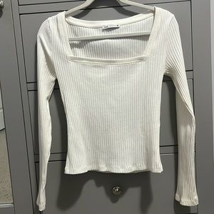 Zara Straight Neckline White Shirt